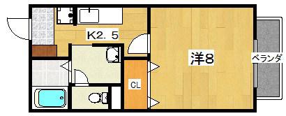 コンフォートビレッジ(1K/2階)の間取り写真