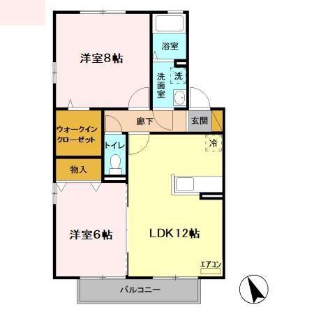 ラ・プランタンC・D D(2LDK/2階)の間取り写真