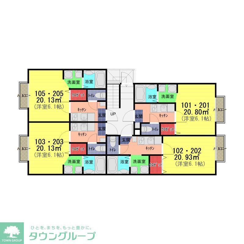 アークプレイス東大宮(1K/2階)の間取り写真