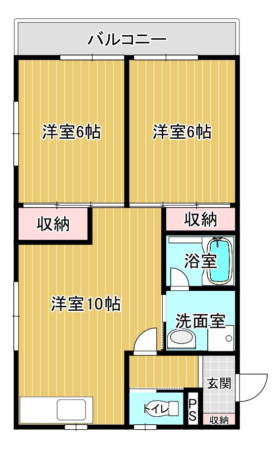 フラットN(2LDK/1階)の間取り写真