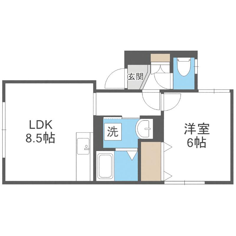 マンション学園前(1LDK/1階)の間取り写真