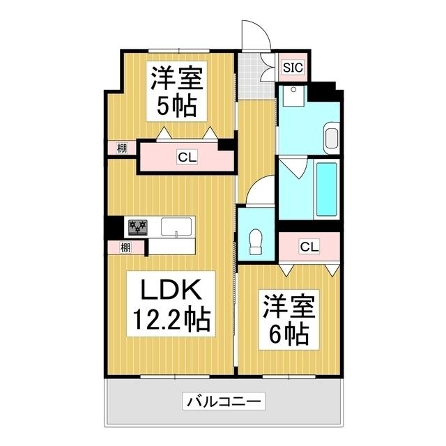 コンフォーティア広丘吉田III A棟(2LDK/5階)の間取り写真