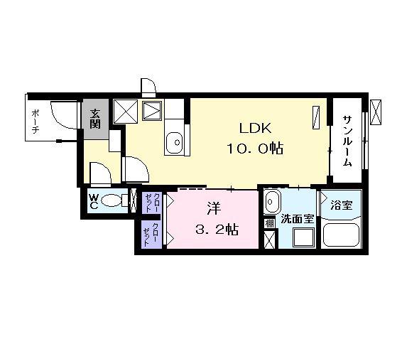 グランディール(1LDK/1階)の間取り写真