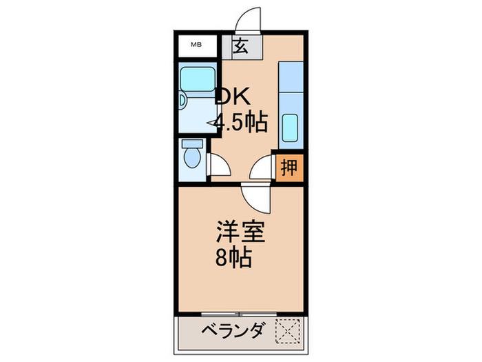 大津コーポ(1DK/3階)の間取り写真
