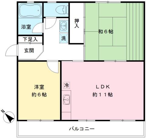 メイゾンクレーユ多摩(2LDK/2階)の間取り写真