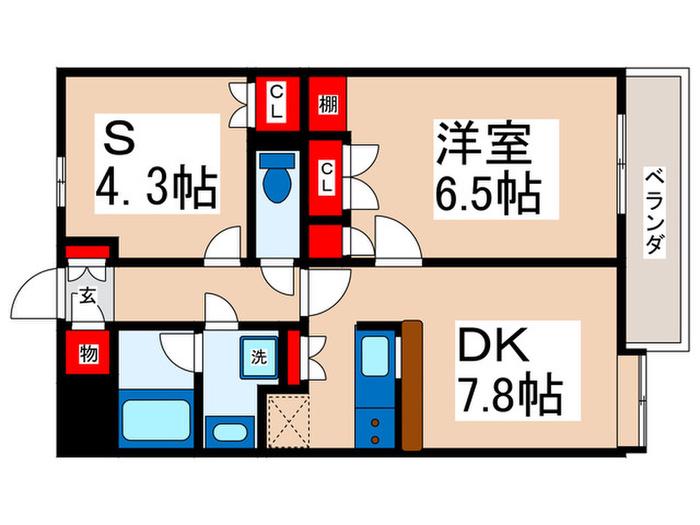 ハイツ浦安(1SDK/3階)の間取り写真