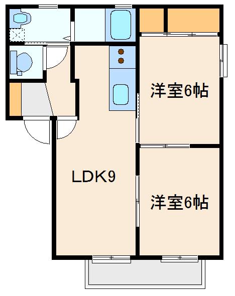 ツイングランデA(2LDK/1階)の間取り写真