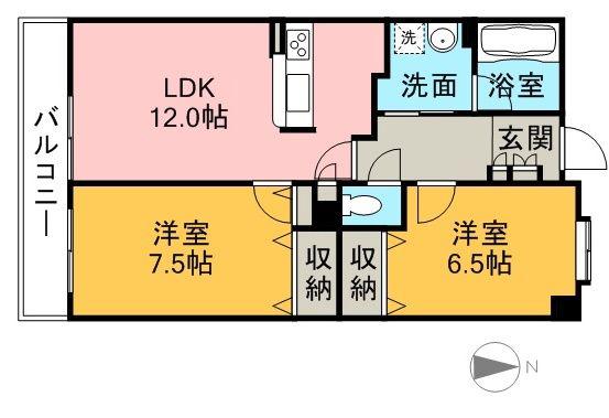 タロックス新居浜(2LDK/3階)の間取り写真