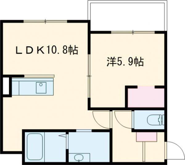 苫小牧市北栄5丁目AP(1LDK/2階)の間取り写真
