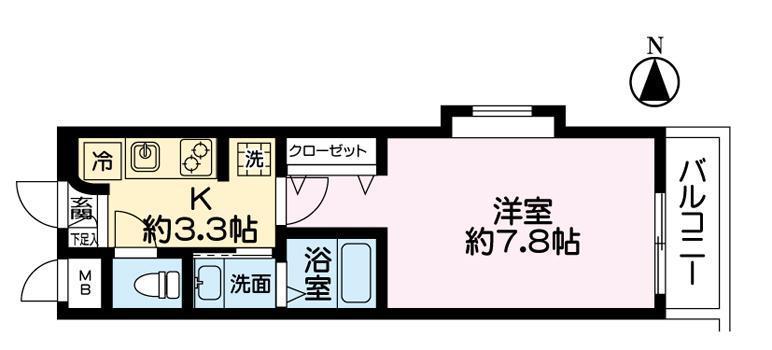 サンモール蕨(1K/1階)の間取り写真