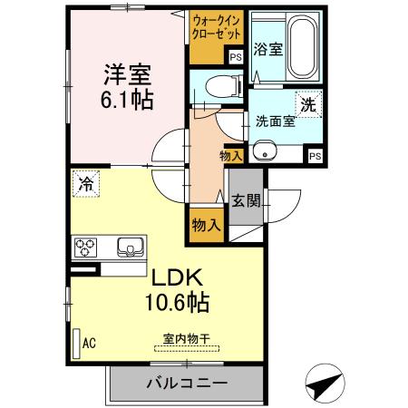 プレジール(1LDK/2階)の間取り写真