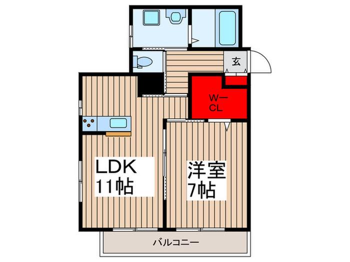 クードゥシヤン(1LDK/3階)の間取り写真