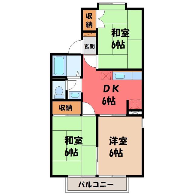 マロニエ1番館(3DK/2階)の間取り写真