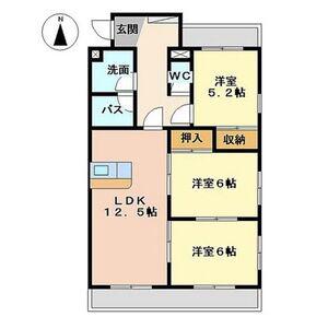 カーサしのはら(3LDK/4階)の間取り写真