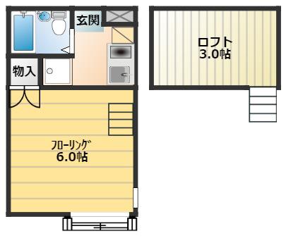 入間川プレミアム(1K/1階)の間取り写真