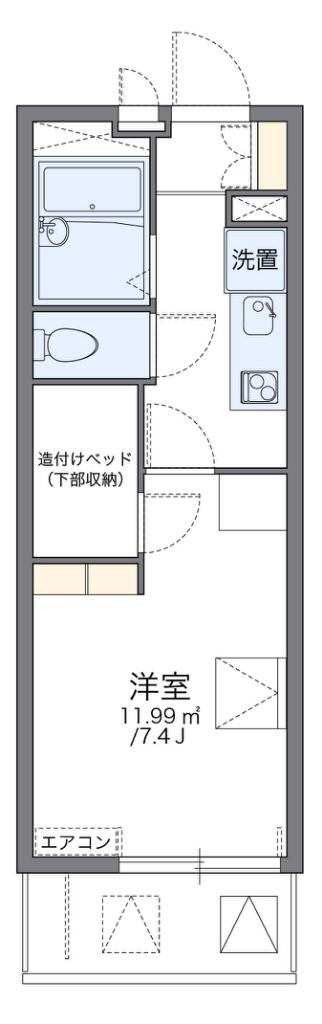 レオパレス21リバーアイランド(1K/2階)の間取り写真