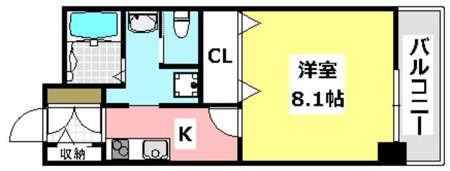 クレール南茨木(1K/4階)の間取り写真