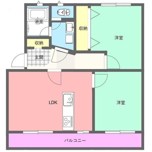 エクレール籠上(2LDK/3階)の間取り写真