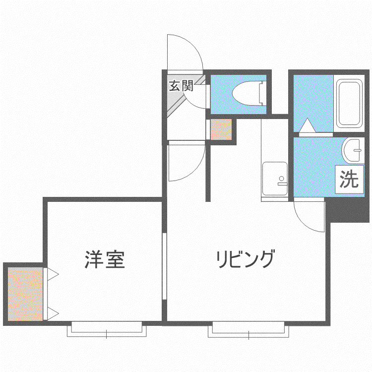 フラットJ月寒中央(1DK/2階)の間取り写真