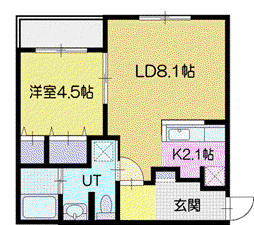 CASA FRUTTA CHITOSE(1LDK/4階)の間取り写真