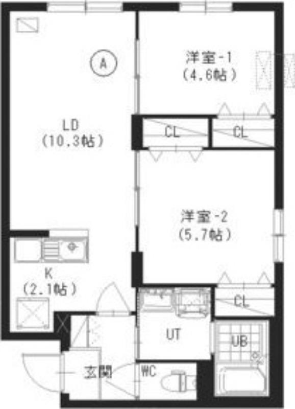 ITK栄通(2LDK/3階)の間取り写真
