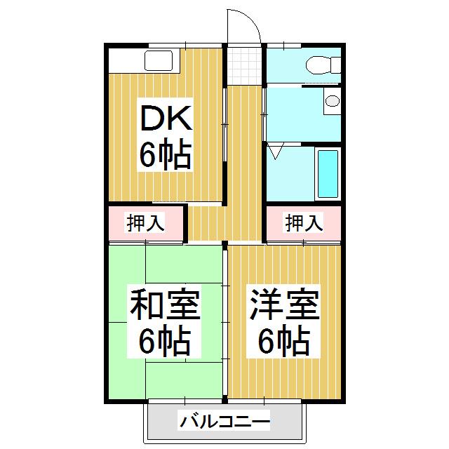 第2ハイツ山本(2DK/2階)の間取り写真