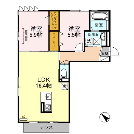 メゾン シュシュ(2LDK/2階)の間取り写真