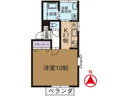 プレジールI(1K/1階)の間取り写真