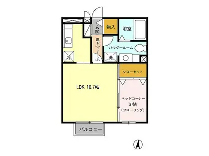 エスポワールYIII(1LDK/2階)の間取り写真