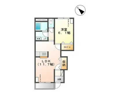 サンハウスII(1LDK/1階)の間取り写真