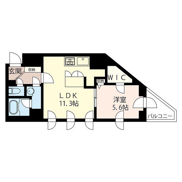 グリーングラス千駄ヶ谷(1LDK/6階)の間取り写真