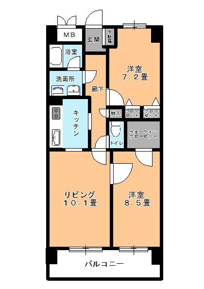 ベイシス第6三幸マンション(2LDK/3階)の間取り写真