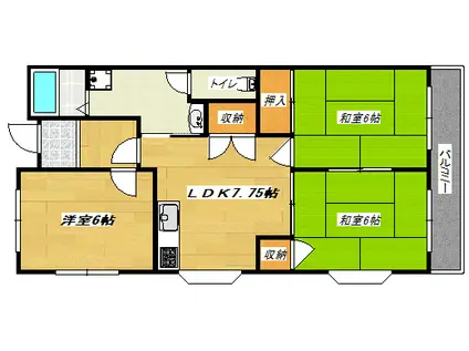 北ハイツ(3DK/3階)の間取り写真