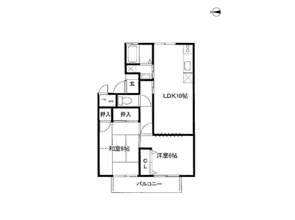 パークサイドツクダ(2LDK/2階)の間取り写真
