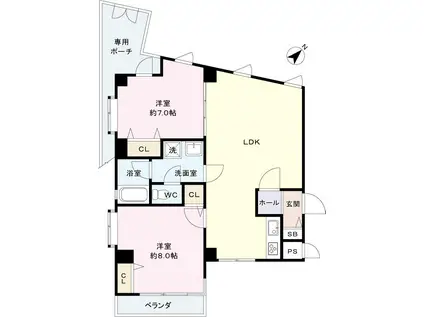 エタニティマンション和田第3(2LDK/1階)の間取り写真