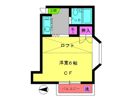 K2ハウス(1K/2階)の間取り写真
