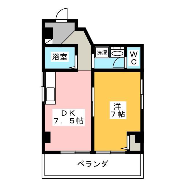秋桜ハイツ(1DK/2階)の間取り写真