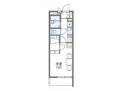 メゾンMII(1K/1階)の間取り写真