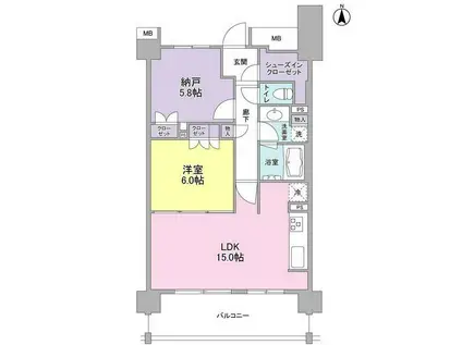 アンビエンテ経堂(1SLDK/3階)の間取り写真
