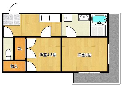 メゾンかわむら(2DK/2階)の間取り写真