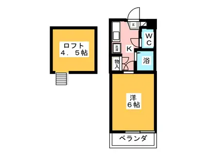 アップル可児(1K/2階)の間取り写真
