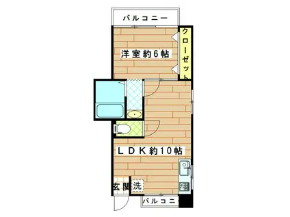 日米ビル(1LDK/4階)の間取り写真