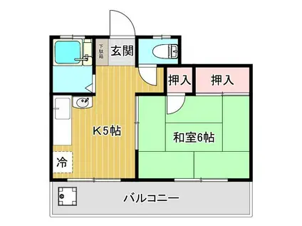 すみれ荘(1K/2階)の間取り写真