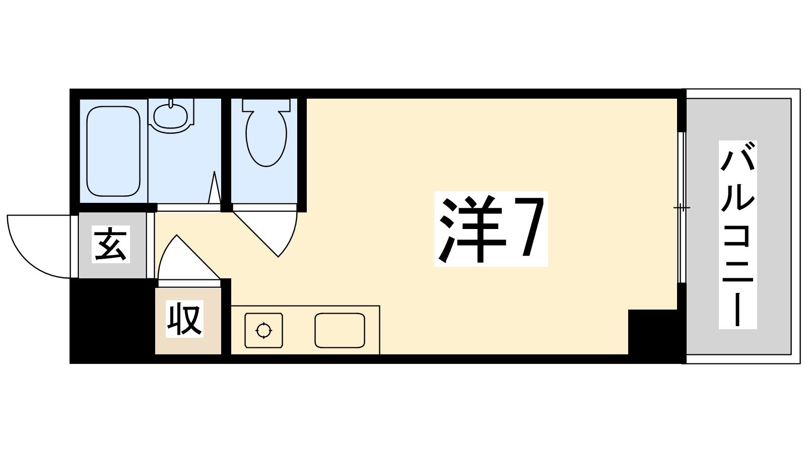 プレアール姫路北平野(ワンルーム/4階)の間取り写真