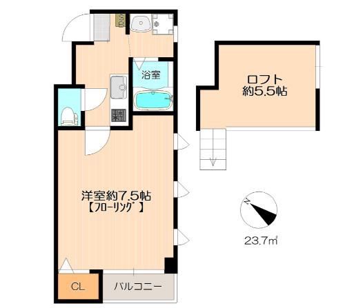 イル・グラッツィア天神南II(1K/2階)の間取り写真