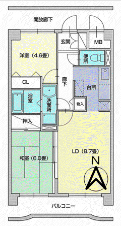 グランドール・メゾン砂入(2LDK/2階)の間取り写真