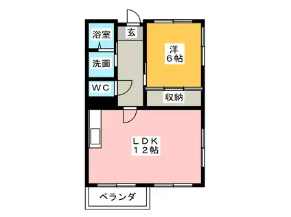市川ビル(1LDK/2階)の間取り写真