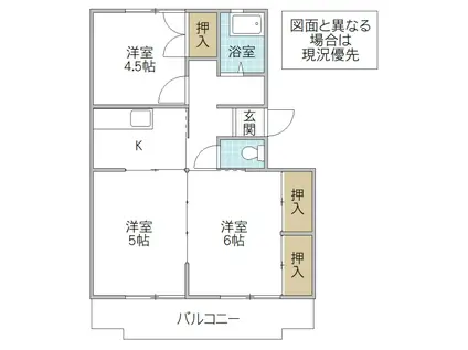 鴨志田第二マンション(3K/2階)の間取り写真