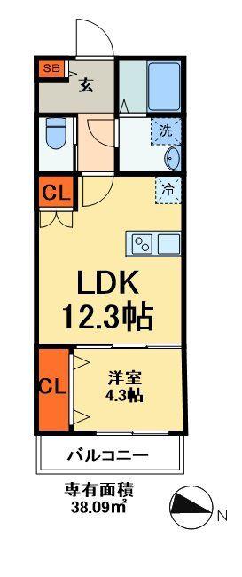 明幸3番館(1LDK/1階)の間取り写真