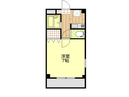 パープルステップB(1K/3階)の間取り写真